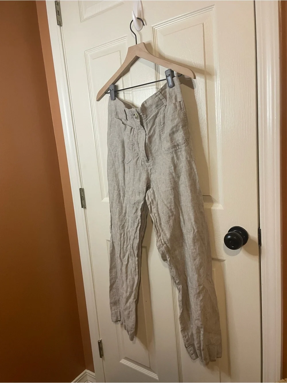 Quince 100% European Linen Patch Pocket Wide Leg Pants in Flax Size 6